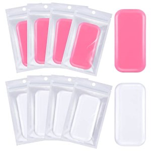 Eyelash Extension Silicone Pads, MAGEFY 8 Pcs Reuseable Lashes Holder (Pink + Transparent)