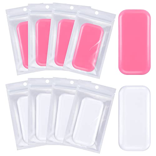 Eyelash Extension Silicone Pads, MAGEFY 8 Pcs Reuseable Lashes Holder (Pink + Transparent)