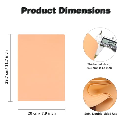 JUNLUNCE Tattoo Practice Kit Premium Silicone Practice Skins 3mm Thickness - Image 2