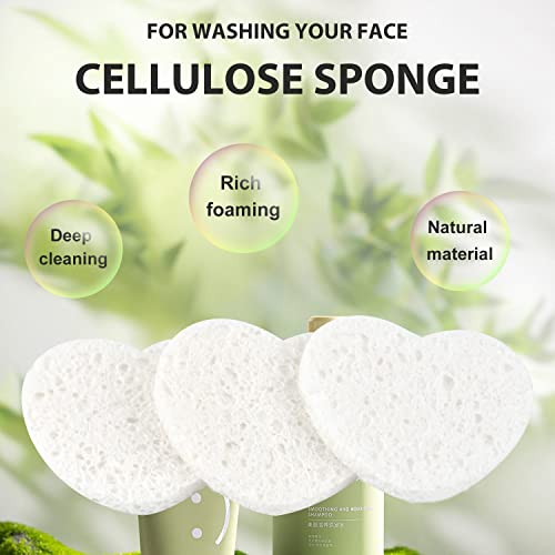 Facial Sponges Compressed Natural Cellulose Heart Shape 50 Count / 1 - Pack, White - Image 3