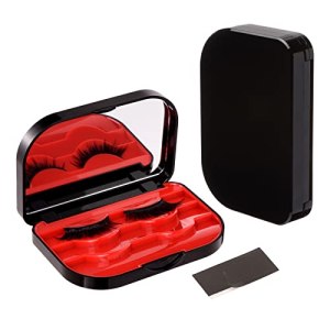 Upgrade Magnetic Lash Storage Case Organizer, False Eyelash Case Holder, Magnetic Strip Lashes Book Holder Travel Organizer with Makeup Mirror, Lash Case Container, Lashes Storage Case Holder Beauty Junko