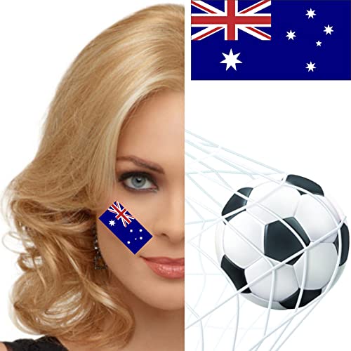Womaha Football Temporary Face Tattoos 30 Sheets for Kids, Australia Flag, Non-Toxic - Image 2