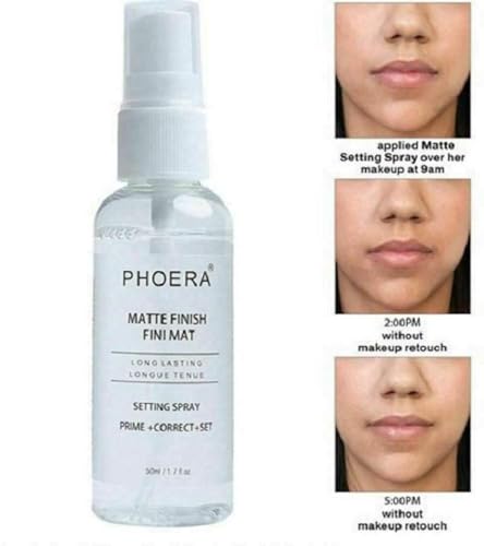 Phoera Makeup Setting Spray Matte Finish 3-in-1 Primer Corrector Long Lasting16Hr Wear - Image 2
