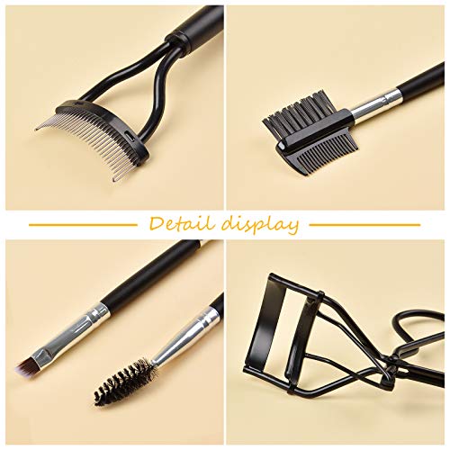 Eyelash Comb Lashes Curler, EBANKU 4Pcs Professional Eye Brow Spoolie Brush for Makeup Grooming (Black) - Image 4