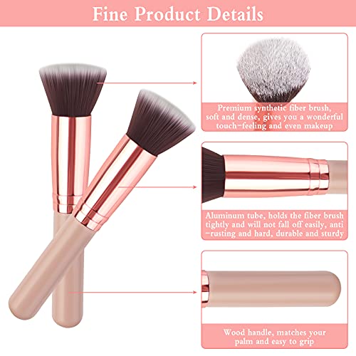 Professional Makeup Brush Set Flat Head Soft Synthetic Fiber Blush Buffing - Image 2