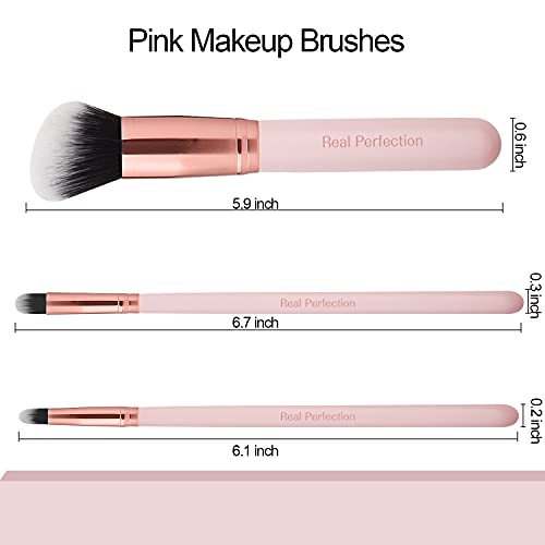 Real Perfection 16pcs Makeup Brushes Set with 1 Eyebrow Razor Premium Synthetic Foundation Blending Face Powder Eye Shadow Concealer - Image 5