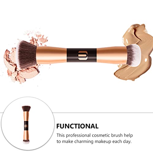 FRCOLOR Makeup Brushes, Double Ended Blush Brush, Rose Gold, Liquid & Powder - Image 2