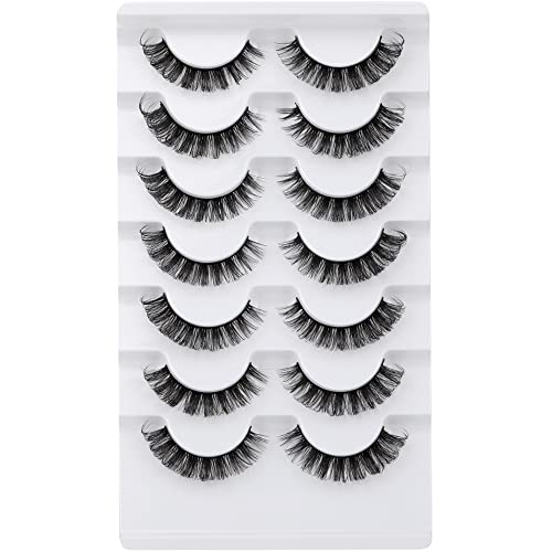JIMIRE Faux Mink Eyelashes Russian Strip Natural Look Wispy Light 13MM 7 Pairs - Image 4