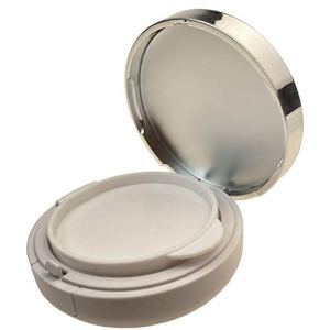 Empty Luxurious White Silver Edge Make-up Powder Container 0.5oz Portable