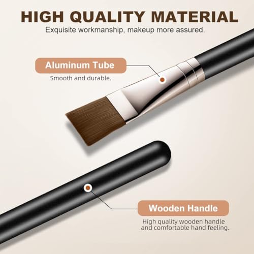 GOHIGH Square Foundation Brush for Liquid Cream Makeup, Professional Flat Face Brush for Facial Premium, Soft Synthetic Contour Brush for Cream and Flawless Powder, Buffing, Blending, Concealer-GOHIGH - Image 2