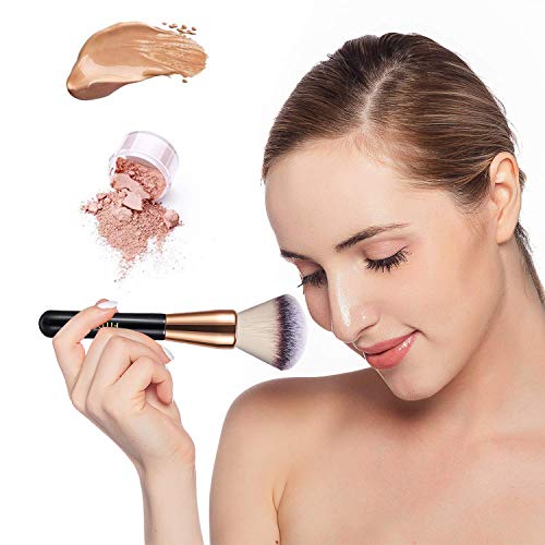 FITDON Kabuki Brush for Face Large Coverage Mineral Powder Bronzer Foundation Blending Blush Buffing - Image 3