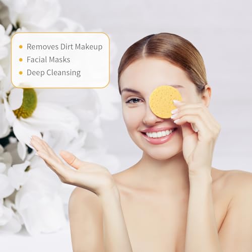 Facial Sponges, Compressed, Reusable, Turmeric Kojic Acid Pads, Facial Cleansing, Exfoliating Masks - Image 2