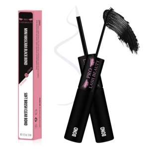 PRO Upgraded Lash Bond Cluster Lash Bond 2 in 1 for Lash Clusters DIY Eyelash Extension Glue Long Lasting (10ml, Black & Clear)