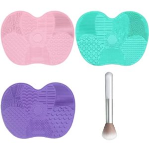 Makeup Brush Cleaning Mat, 3 Cosmetic Portable Washing Tools, Silicone, BPA Free