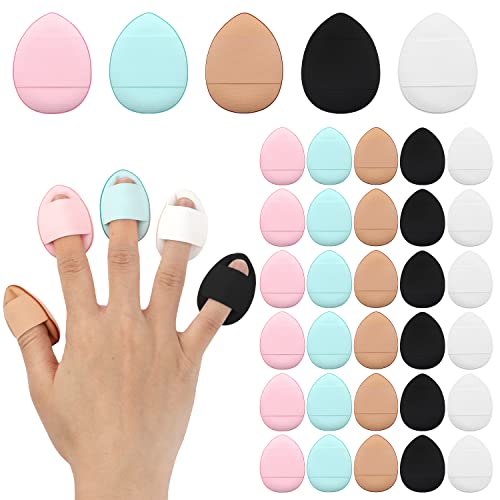 35pcs Finger Puff Makeup Sponges Soft Beauty Tools for Foundation, Under Eye, Cream, Concealer, Eye Shadow