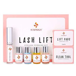 Professional Salon Semi-Permanent Curling Eyelash Perm Kit with Lash Shields, Eye Gel Pads and Brushes