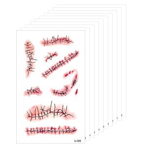 Halloween Wound Tattoos Waterproof Zombie Scar Tattoo Stickers Cosplay Party Makeup Props