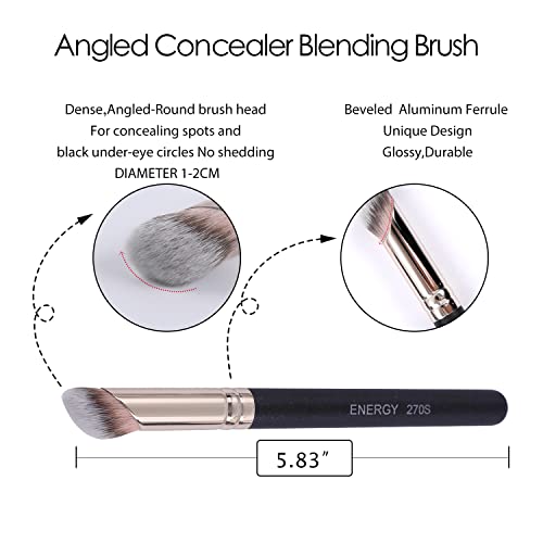 ENERGY Angled Flat Concealer Brush for Under Eye, Nose Contour, Liquid Foundation, Press Powder Palette - Image 13