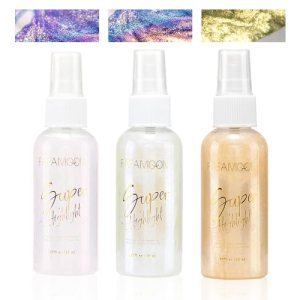 3PCS Body Glitter Spray, for Face Hair Body Glitter, Shimmer Sparkle Powder Makeup Spray for Prom, Festival Rave & Party RoseFlower