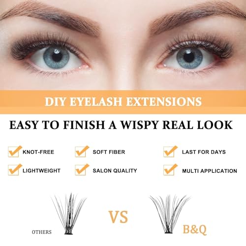 Lash Clusters 280 Pcs 40D-0.07D-9-15MIX B&Q LASH Individual Lashes C D Curl Eyelash Clusters Soft Volume - Image 51