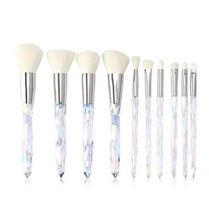 Crystal Handle Makeup Brushes Set Kabuki Eye Shadow Foundation Concealer 10pcs White