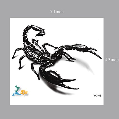 Yeeech 3D Scorpion Temporary Tattoos Sticker Men Black 2 Sheets - Image 2