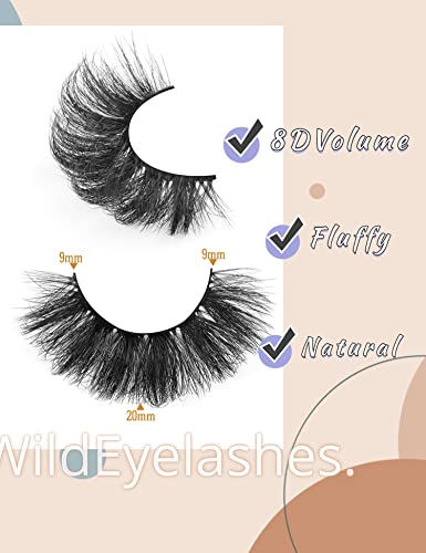 Fluffy Mink Eyelashes 8D 20mm C Curl Pack 10 Pairs Wispy Full Reusable - Image 17