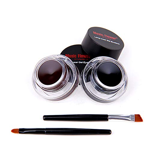 Music Flower Gel Eyeliner Black Brown Waterproof Smudge Proof Gel Liner 3g Pack of 2 - Image 2
