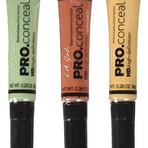 LA Girl Pro Conceal HD Concealer Set of 3 - Orange, Yellow, Green 8g