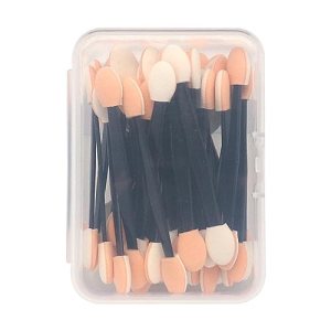 50Pcs Eye Makeup with Eyeshadow Brush Sponge Applicator (2.5 Inch, Black)