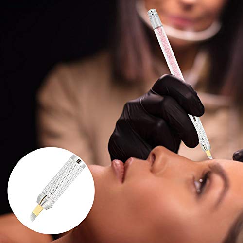 Manual Microblading Tattoo Pen Eyebrow Eyeliner Lip Semi Permanent Round Hole cross-shaped Makeup Holder Tool with PCD12 Cartridge Needle(Pink) - Image 5