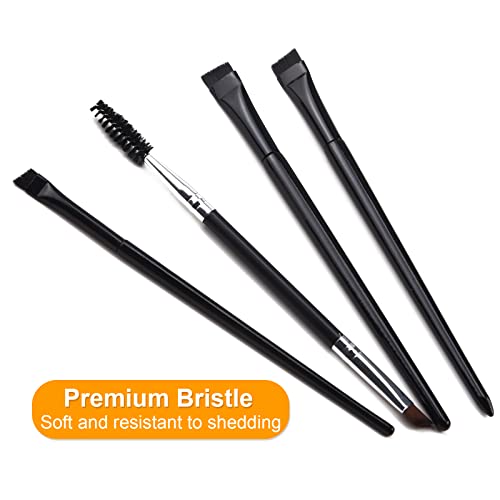 4 Pcs Eyeliner Brush Kit, Fine Angled Eyeliner Brush Flat Slanted Thin Eyebrow Brush Double-Ended Angled Eye Brow Brush Concealer Brushes Synthetic Bristles - Image 2