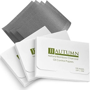 JJ Autumn 300 Counts Oil Blotting Sheets for Face, Natural Bamboo Charcoal, Oil Absorbing