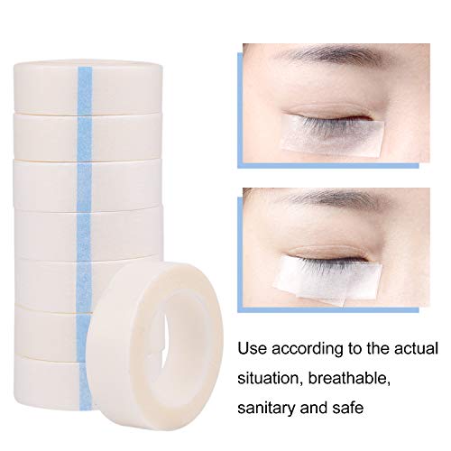 KUUQA 8 Rolls Eyelash Tape White Adhesive Fabric Lash Tape 9M Each roll - Image 2