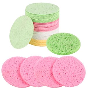 Compressed Cellulose Facial Sponges 60 Pcs Reusable Makeup Remover Face Washing Exfoliating