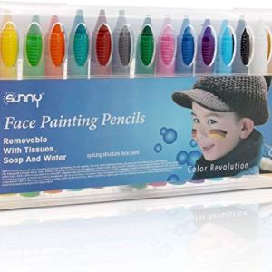 Jzhen Non-toxic Face Paint Sticks Kit for Kids, 16 Colors