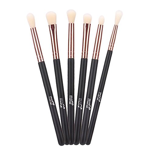 MSQ Eye Brushes Set 6pcs Eyeshadow Eyebrow Makeup Brushes for Women/Girls Rose Gold, Skin-Touch Material