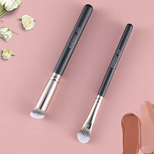ENERGY Angled Flat Concealer Brush for Under Eye, Nose Contour, Liquid Foundation, Press Powder Palette - Image 8