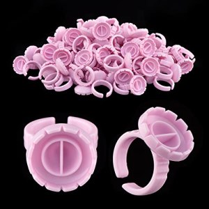 Lash Extension Glue Ring, [200PCS] Eyelash Glue Holder for Lash Fan Maker, Pink