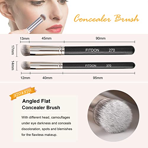 FITDON 3PCS Foundation Concealer Brushes & 2PCS Mini Makeup Sponge Blender, Flawless Blending - Image 2