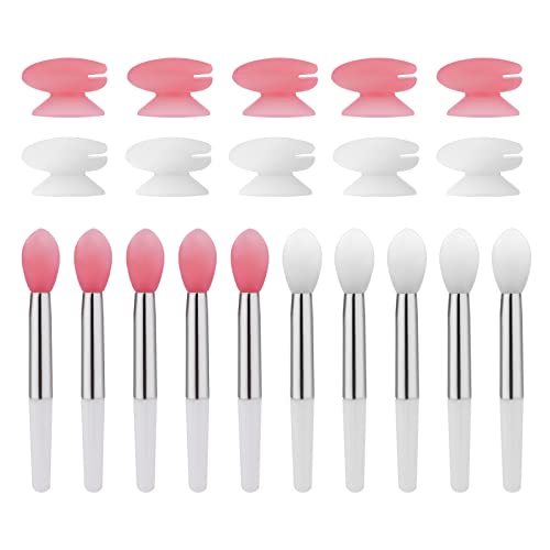 Silicone Lip Brushes with Covers, 10pcs Lip Brushes (2 Colors)