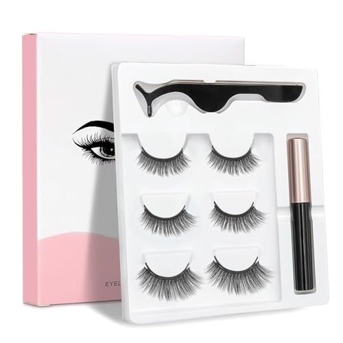 Magnetic Eyelashes, 3 Pairs Reusable, Natural Look False Eyelashes, Lightweight & Sweatproof, CHAVA