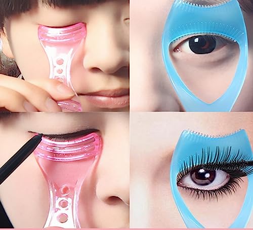 Eyelash Brush Tool 3 in 1 Makeup Cosmetic Eyelash Guide (Blue+Pink) 10.5 x 4.5 cm - Image 4