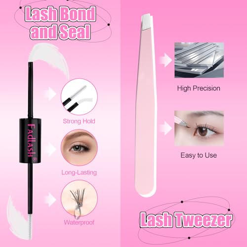 FADLASH D Curl 96pcs 12-18mm Lash Clusters Large Tray Wispy Mixed Length DIY Lash Extension Kit - Image 3