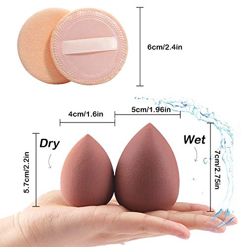 5 Pieces Beauty Sponge and 5 Pieces Powder Puff, findTop Makeup Beauty Sponges Blender, Replacement for Powder Foundation Container, 2.4 Inch - Image 4
