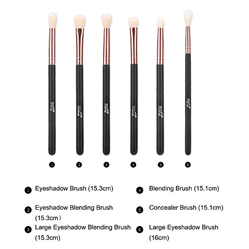 MSQ Eye Brushes Set 6pcs Eyeshadow Eyebrow Makeup Brushes for Women/Girls Rose Gold, Skin-Touch Material - Image 4