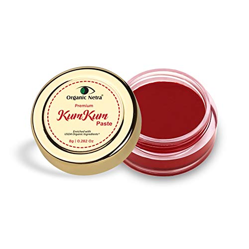 Organic Netra Sindoor/KumKum Paste 8gm (RED) - Chemical-Free, All Natural, Water Resistant