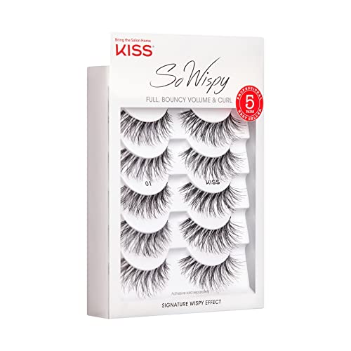KISS So Wispy False Eyelashes Multipack #01, Full Bouncy Volume, Crisscross Pattern, Synthetic, Cruelty Free - Image 7