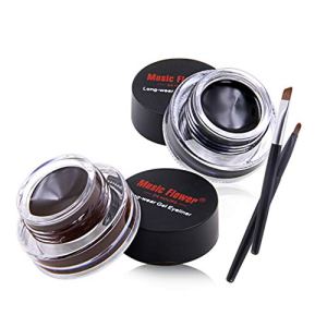 Music Flower Gel Eyeliner Black Brown Waterproof Smudge Proof Gel Liner 3g Pack of 2