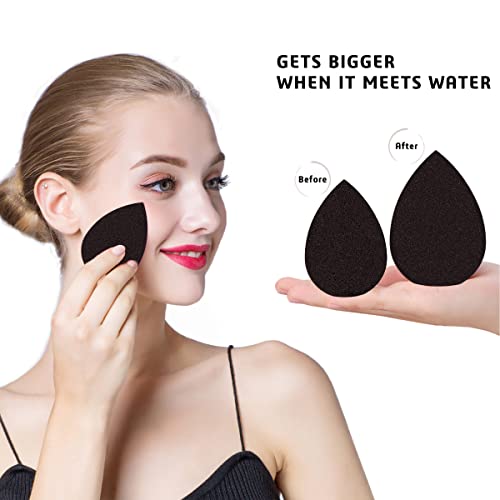 Makeup Sponges Set with Holder - Non-Latex, Wet & Dry Use, 4 Shapes, 4 Colors (Black) - Image 2